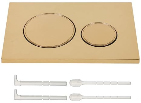 Actuator Plate, Flush Plate for GEBERIT Sigma 20 with Flush Lever Set and Mounting Frame, Dual Flush, 1 Piece (Bright Gold + Gold Ring)