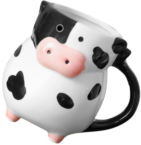 AUTSUPPL Taza De Café De Cerámica Forma De Vaca Con Base Antideslizante Para Uso Oficina y Decoración Femenina