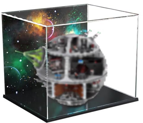 Acryl-Vitrine für Lego STR W*ars Todesstern 75159 Raumstation, Schaukasten, Schützen und Dekorieren Modell mit staubdichter Aufbewahrung (Hintergrund (55 x 48 x 46CM)