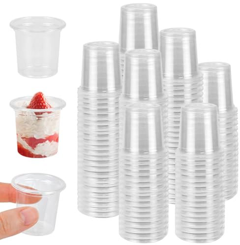 KYYGKY 200 Pcs Plastic Shot Glasses 0.68 oz/20ml Shot Cups Plastic Reusable Shot Glasses Crystal Clear Shot Cups Mini Shot Glasse Deseret Glass Sample Tasting Cup for Party Picnic BBQ Wedding Festival
