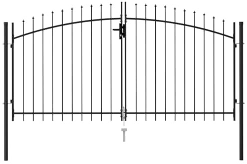Emmtore Cancela de Valla Doble Puerta con Puntas Acero Negro 3x1,5 m