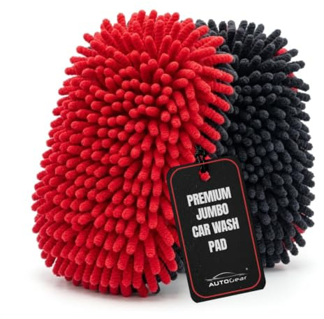 AutoGear Jumbo Car Wash Pad – Premium Chenille Microfibre Wash Pad for Car Washing, Safe Scratch-Free Cleaning for Cars, Vans & Bikes Double-Sided Machine Washable UK Brand