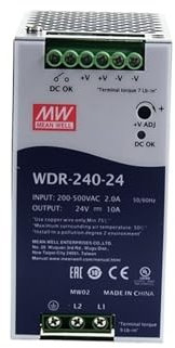 BIVOO 1 Uds WDR-240 DC24V 48V 5A 10A 240W Fuente de alimentación de Carril DIN Industrial de Salida única PFC integrada de Alta eficiencia(WDR-240-24)