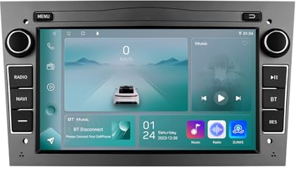 Radio de Coche Carplay para Vauxhall Corsa Meriva Tigra Twintop Vectra Combo Astra Vivaro Signum Zafra, Android 13 Navegador GPS 2+32GB Pantalla táctil de 7 Pulgadas Soporte DSP Bluetooth SWC (Gris)