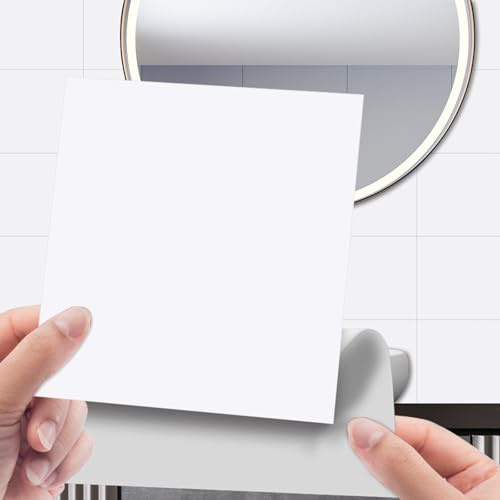 LUPATDY 96 Stück Fliesenaufkleber Küche Weiß, 15x15cm Badezimmer Selbstklebende Fliesendeko, Fliesensticker Vinyl Wasserfest, Klebefliesen aus PVC im Format für Küche, Esszimmer, Bad