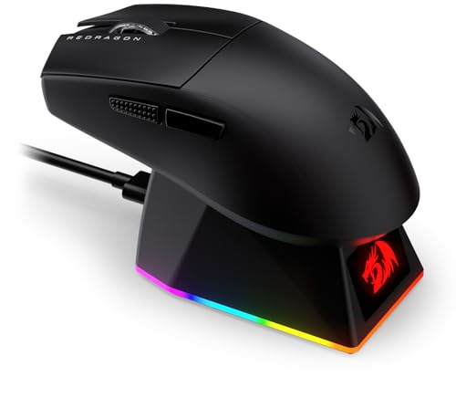 Redragon M999 Wireless Gaming Mouse 45000 DPI Remapping Keys | Magnetic Charging Dock, Smooth Precise Tracking, Programmable Button, Ergonomic Grip Body Comfort