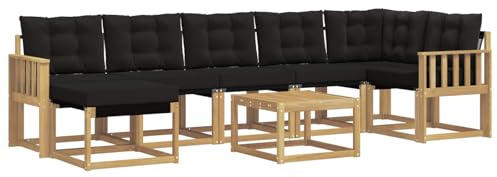 vidaXL Outdoor-Sofagarnitur mit Kissen 8 pcs Weiß und Schwarz, Moderne Minimalistische Gartenlounge, Robuste wetterfeste Möbel, Bequeme Texilene Couch, Sitzplatz für den Garten