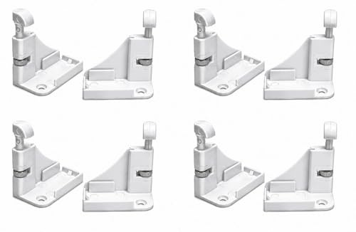FERPASA® - Retenedores para Mosquitera Enrollable – Enganche con Freno Regulable y Tuerca – Topes de Repuesto para Mosquitera – Compatible con Ventanas y Puertas (Blanco, 4 Juegos)