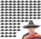 Sombrero-Hut für Erwachsene, Mexikanischer Sombrero mit weißen Pompon-Details, für Herren und Damen, Mexikaner, Cinco de Mayo Fiesta, Kostüm-Zubehör, Schwarz, 12 Stück