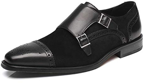 La Milano Mens Leather Double Monk Strap Loafer, 3-black, 12