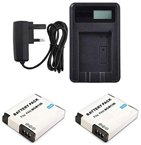 AAA PRODUCTS Battery Charger and 2Pcs Battery for Panasonic Lumix DC-FT7, DMC-FT5, DMC-FT6, DMC-LZ40, DMC-TS5, DMC-TS6 Digital Camera - Replacement for Battery Charger DE-A50 for DMW-BCM13 Battery
