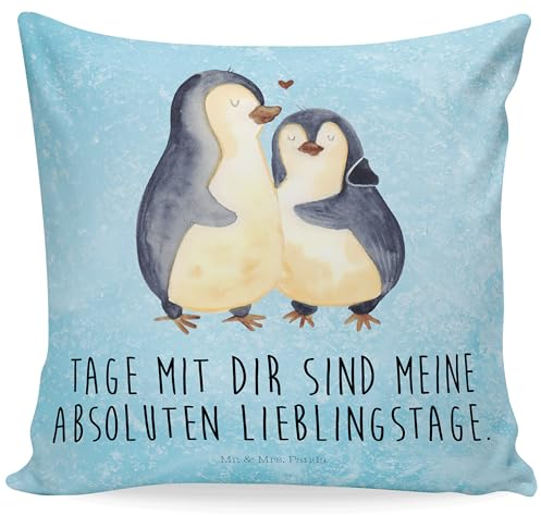 Mr. & Mrs. Panda Kissen Pinguin umarmen - Geschenk, Hochzeitstag, Paar, Liebesgeschenk, Verlobung, Sofakissen, Dekokissen 40x40, Kissenbezüge,
