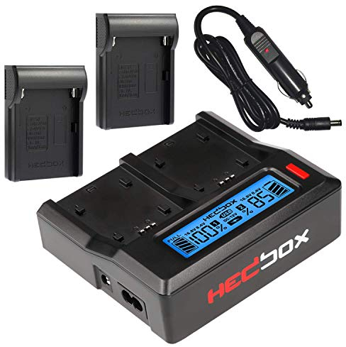 HEDBOX RP-DC50 / DFM50 - Chargeur de Batterie Double LCD pour Sony NP-F550, F770, F970 et Hedbox RP-NPF550, NPF770, NPF970, NPF1000