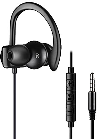 Auriculares Deportivos de una Sola Oreja con Gancho, Auriculares Mono con micrófono y Control en línea para una conducción Segura, Ciclismo, Correr, Jugar y Trabajar, Solo para Uso en el oído Derecho
