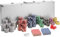 tectake® Pokerkoffer, Pokerset., Alu Koffer Set mit Pokerchips, Poker Koffer mit 500 Poker Chips, inkl. 2 Kartendecks + 5 Würfel + 1 Dealer Button, Silber