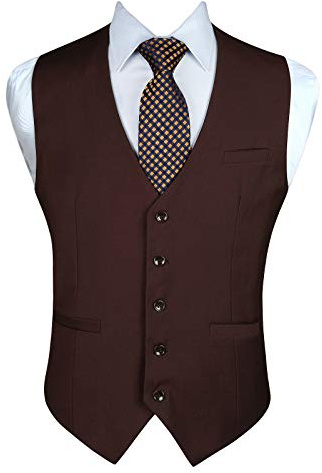 Enlision Gilet de mariage en coton a manches courtes pour hommes en coton marron