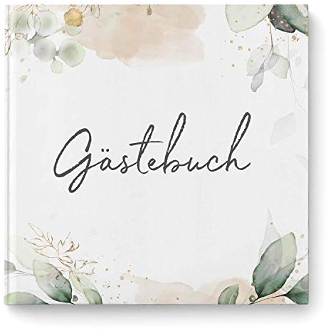 Gästebuch Hochzeit | 104 Seiten | 52 Blatt | Hardcover | mit Fragen für die Gäste | Hochzeitsgästebuch Hochzeitsalbum (Greenery Glitter) (Quadratisch (21x21), Inhalt: mit Fragen & Einleitung)