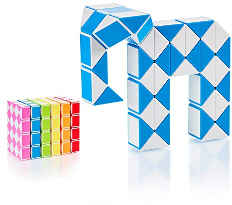 CUBIDI® Original Magic Snake - 48 Blöcke Blau | Knobelspiele für Kinder und Erwachsene | Ideal als Mitgebsel Kindergeburtstag, Kindergeburtstag Gastgeschenke oder kleine Geschenke für Kinder
