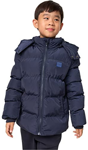 Urban Classics Boys Hooded Puffer Jacket, Bleu Marine, 134 cm-140 cm Garçon
