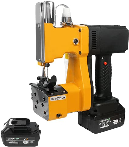 MXBAOHENG Sacknähmaschine mit 2 Akku 36V Beutelverschließmaschine mit 2 Batterie Tragbare Sacknähmaschinen Tütenähmaschine zum Nähen von Gewebesack Papiersack Sandsack Jutesack Getreidesack GK9-890D