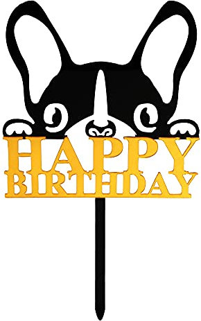 Happy Birthday Dog Cake Topper - Puppy Theme Cake Decoration for Dog 1st Birthday Party
