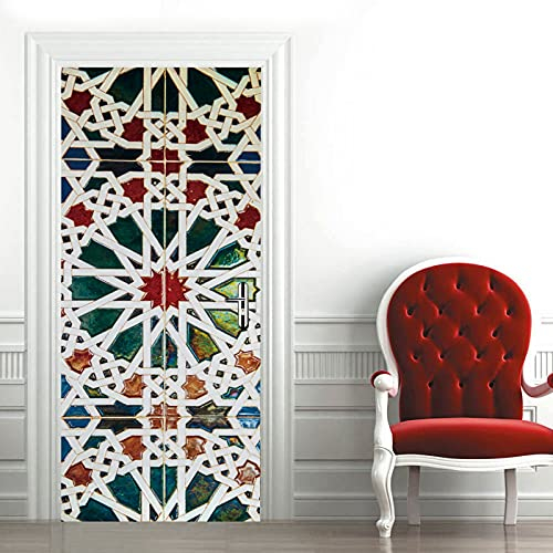 A.Monamour Türtapete Selbstklebend Türfolie Türposter 3D Vintage Boho Blumen Hintergrund Vinyl Folie Türdeko Tapete Wandbild Türaufkleber Türtattoo 85 x 200 cm
