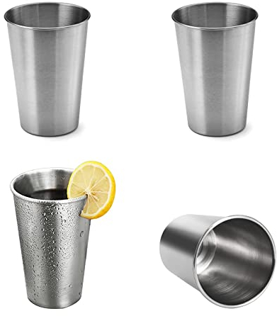 Manqyi 2 Pezzi Tazza in Acciaio Inox, Tazze in Metallo Riutilizzabile, Bicchiere da Campeggio Impilabile, Bicchiere in Acciaio Inox Impilabile, Adatta per Campeggio, Attività All'aperto e al Coperto