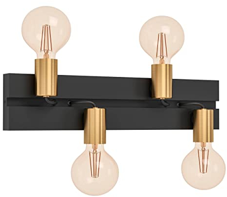 EGLO Deckenstrahler Macchione, 4-flammige Spot Deckenlampe, minimalistische Deckenleuchte aus Metall in Schwarz, Deckenspot mit E27 Fassung