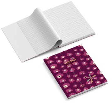 easyprint Notizbuch personalisiert mit Name | Design Blumen | 201 x 297 mm | DIN A4 | Hardcover | 128-seitig | Papier 100 g/m² | kariert | Tagebuch | Notizblock | Reisetagebuch