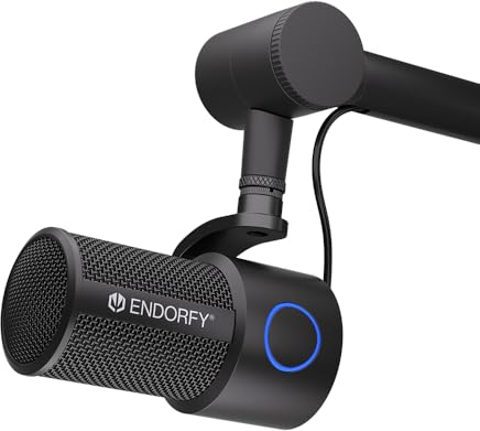 ENDORFY Solum Studio, hochauflösende Aufnahme in Studioqualität, Tap-to-Mute mit Ring-LED-Anzeige, 20 mm vergoldete Membran, Verstellbarer Studioarm, USB Plug&Play, EY1B009