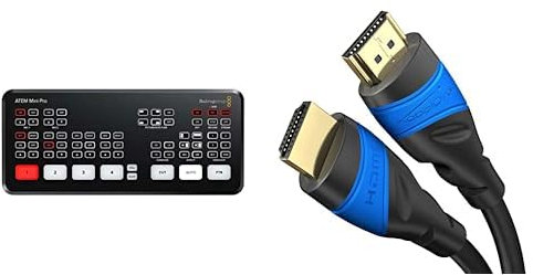 Blackmagic Design ATEM Mini Pro Mixeur vidéo Noir & KabelDirekt – 20 m – Câble HDMI 4K (4K@60 Hz pour Une expérience Ultra-HD spectaculaire – High-Speed avec Ethernet)