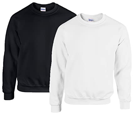 Gildan Men's Fleece Sweatshirt with Crewneck, Style G18000/1x Black + 1x White + 1x HL Kauf Notepad, L