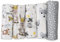 FENSILO Spucktücher Baby - Mulltücher - Stoffwindeln - 5er Pack 70x80 cm Made IN EU, schadstoffgeprüft - Spucktücher Baby Junge Mädchen Tuch mit Wolf & Hase