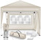 tillvex Pavillon 3x3m wasserdicht mit 2 Seitenteilen + 4er Set Sandsäcke | Pop-Up Faltpavillon stabil & höhenverstellbar | Gartenzelt UV Schutz 50+ | Partyzelt mit Tasche für Garten, Beige