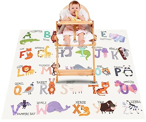 Spielmatte Baby Krabbelmatte Faltbarer, Hochstuhl Bodenmatte, 51 rutschfeste Große Unterlage Bodenschutz für Hochstuhl Splat/Hochstuhl-Spritzmatte für Kinder, Baby, Kleinkind Fütterung