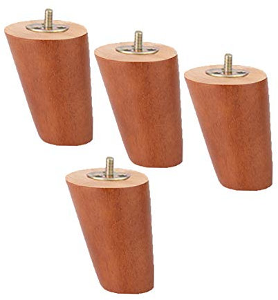 moaupr 4 Stück Möbelfüße Holz Möbelfüsse Tischbeine Massivholz Konisch Ersatz Schräger Kegel Möbelbeine für Sofa Bett Schrank M10 Gewinde Ersatz für Schrank Bett Füß,Walnussfarbe 10cm
