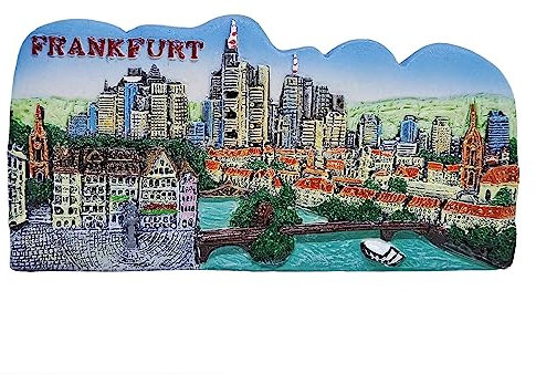 WitnyStore Kleiner Römerberg Hauptfluss und Sehenswürdigkeiten in Frankfurt, blauer Himmel, Hintergrund, Deutschland, Mitteleuropa, Touristenattraktion, Kunstharz, Kühlschrankmagnet, Reisende