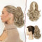 Sofeiyan Pferdeschwanz Verlängerung 28cm Klaue Clip in Pferdeschwanz Haarverlängerungen Kurz Lockig Gewellt Pferdeschwanz Extensions Synthetisches Haarteil für Frauen, Dunkelblond bis Bleichblond