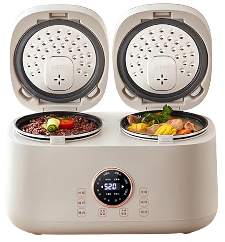 QUTBAG Olla arrocera eléctrica con Tanque Interior Doble, Olla arrocera multifunción de 2L+2L con Pantalla táctil Inteligente, Control preciso de Temperatura de Doble Sentido y Cita de 12 Horas