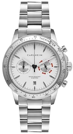Carlheim Men's Watches Aksel 4005 Silver White Link Tachymeter