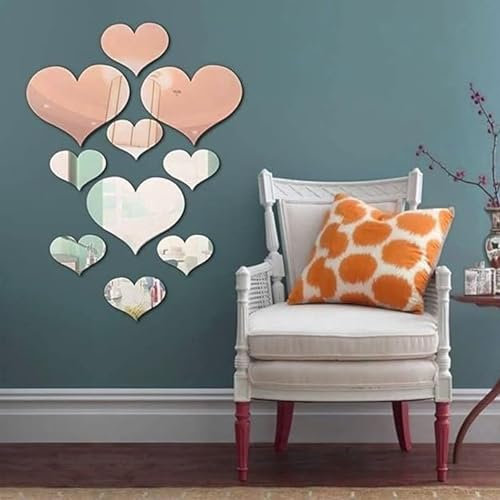 SSyang Adesivi da Parete con Specchio Rombo, 10 Pcs Desivo da Parete con Specchio Diamantato,3D Acrilico Rimovibile Fai da te Arte Piastrelle Impermeabili Mobili Decorazione,Per Pareti, Armadi,50*35cm