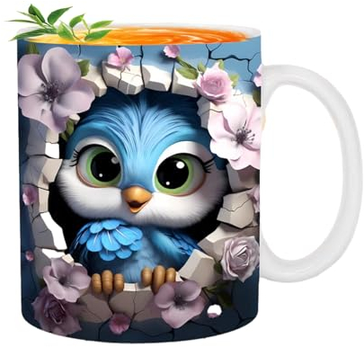 Holdes Eule Tasse Aus Keramik, 350 Ml Niedliche Tassen, Flach Bemalte Eulen Tasse Aus Keramik, Eulen Tasse, Neuartige Kaffeetasse Aus Keramik, Feiertags Und Geburtstagsgeschenk Für Kaffee