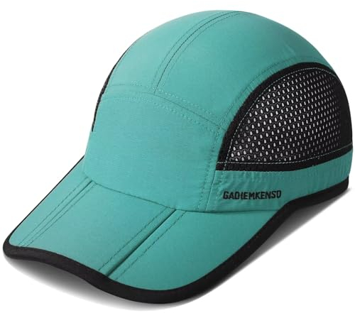 GADIEMKENSD Folding Running Men Hat Long Brim Golf Hats Quick Dry Baseball Caps Unstructured Breathable Light Cooling Cap Adjustable Trucker Hat for Outdoor Sport Hiking Workout Gym Tennis Turquoise