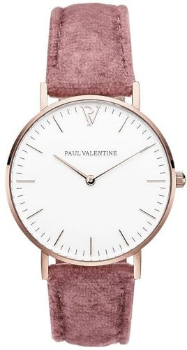 PAUL VALENTINE Damen Armbanduhr Marina Rose Gold PINK Velvet 36 MM PV36149