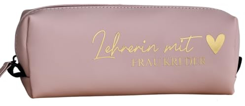 Personalisierte Federtasche | mit dem Namen der Lehrerin mit Herz | Geschenkidee zum Abschied | Mäppchen | recyceltes Federmäppchen Geschenk zum Abschied