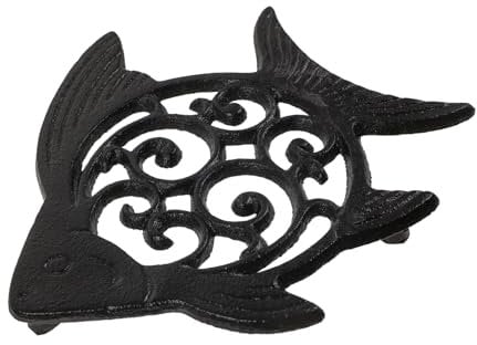 Gogogmee Gartendekor Trittstein Fisch aus Gusseisen Kleine Dekorative Gartensteine für Wege und Außenbereich Filigran Gestalteter Gartentritt für Terrasse und Rasen