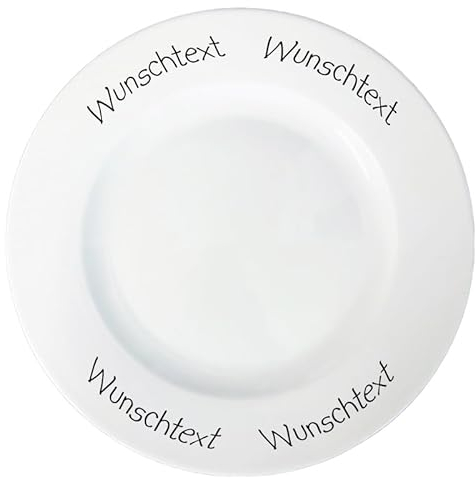 Teller mit Text oder Name bedruckt - Rund oder Eckig - Geschirr mit Wunschtext Wunschnamen selbst gestalten - individuell personalisiert, zwei Zeilen - hochwertiges Porzellan (Speiseteller rund)