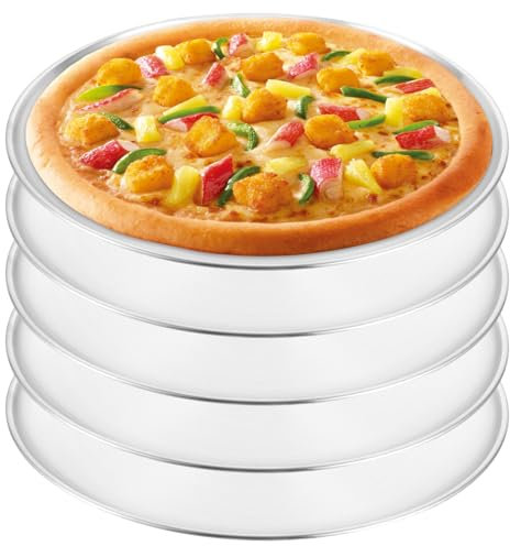 GBACHOOSE 5 Stück Pizzablech rund 30CM, Edelstahl Pizzaform, Pizza Backblech für Backofen, Backen, Servieren, Braten, Ungiftig & Langlebig Einfach zu Reinigen