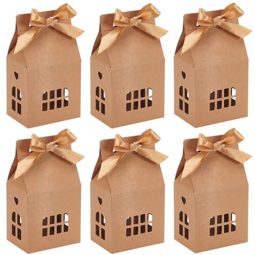 BENECREAT 24 Stück 12.5x7cm Geschenkboxen In Kamelhausform, Boxen Aus Kraftpapier In Form Eines Hauses, Geschenkboxen Für Weihnachten, Hochzeit, Babyparty, Geburtstagsparty