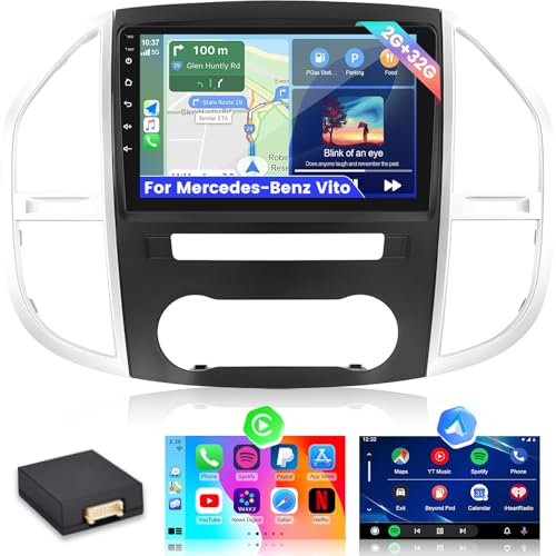 NHOPEEW Estéreo de Coche para Mercedes Benz Vito W447 2014-2020 con Carplay y Android Auto - 10.1 Soporte de Radio con Pantalla táctil WiFi GPS Mirror Link EQ + cámara retrovisora
